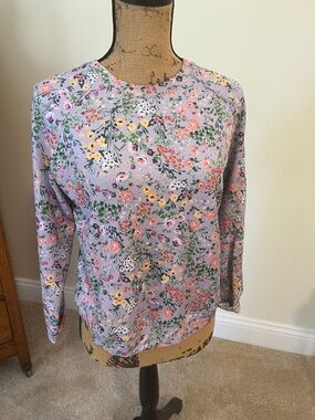 Elie Tahari Lavender Floral Crewneck Sweatshirt
